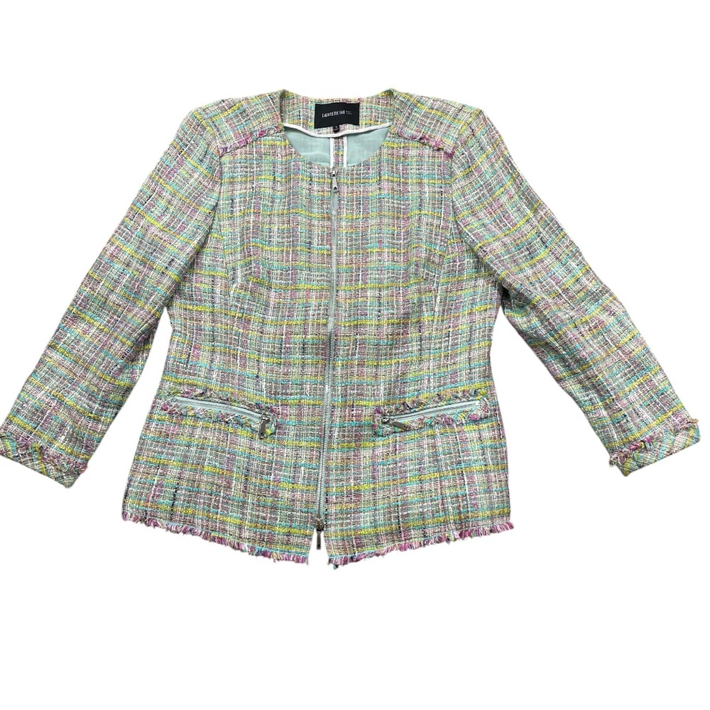 Lafayette 148 12 Jacket Zipper and Zipper Pockets Lined Multi Colored